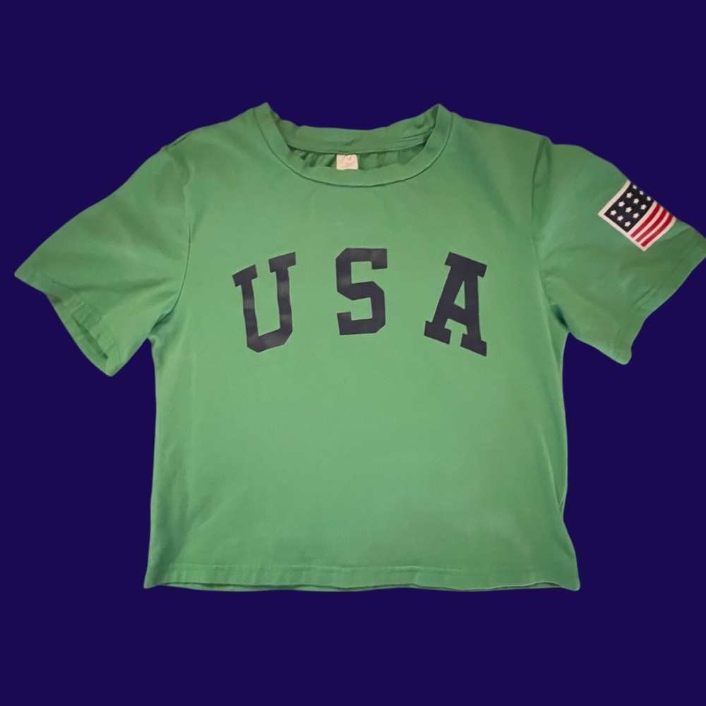 USA Crop Top with Flag on Sleeve Sz S